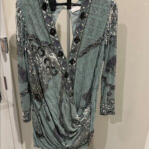 ASOS Elegant Sequin Embellished Dress in Gray - worn once